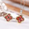 925 Silver Garnet Four-leaf Clover Protection Necklace 925 Silver Garnet Four-leaf Clover Protection Necklace