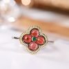 925 Silver Garnet Four-leaf Clover Protection Necklace 925 Silver Garnet Four-leaf Clover Protection Necklace