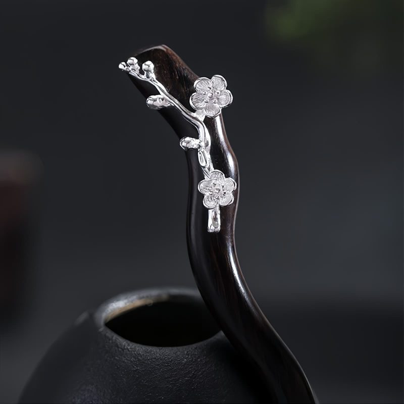 925 Silver Plum Blossom Hairpin 925 Silver Plum Blossom Hairpin