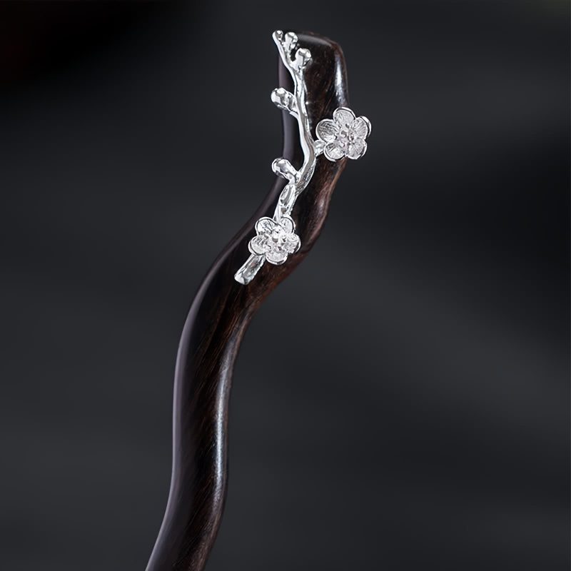 925 Silver Plum Blossom Hairpin 925 Silver Plum Blossom Hairpin