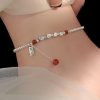 925 Silver Red Agate Peace Anklet 925 Silver Red Agate Peace Anklet