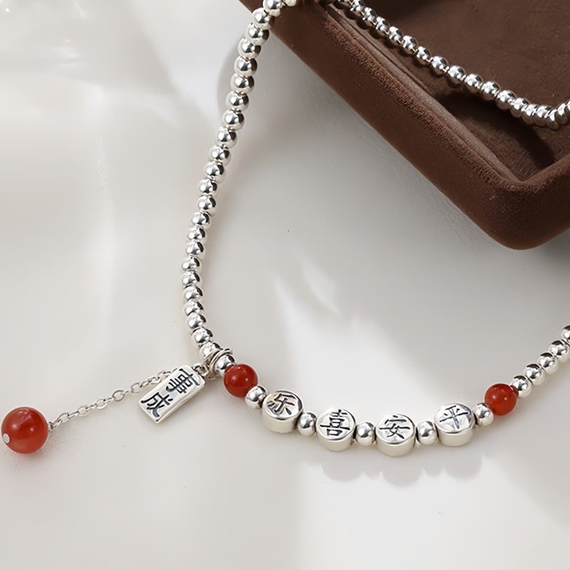 925 Silver Red Agate Peace Anklet 925 Silver Red Agate Peace Anklet