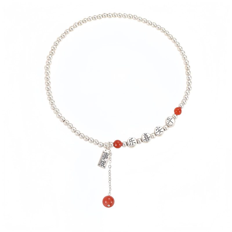 925 Silver Red Agate Peace Anklet 925 Silver Red Agate Peace Anklet