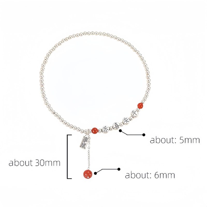 925 Silver Red Agate Peace Anklet 925 Silver Red Agate Peace Anklet