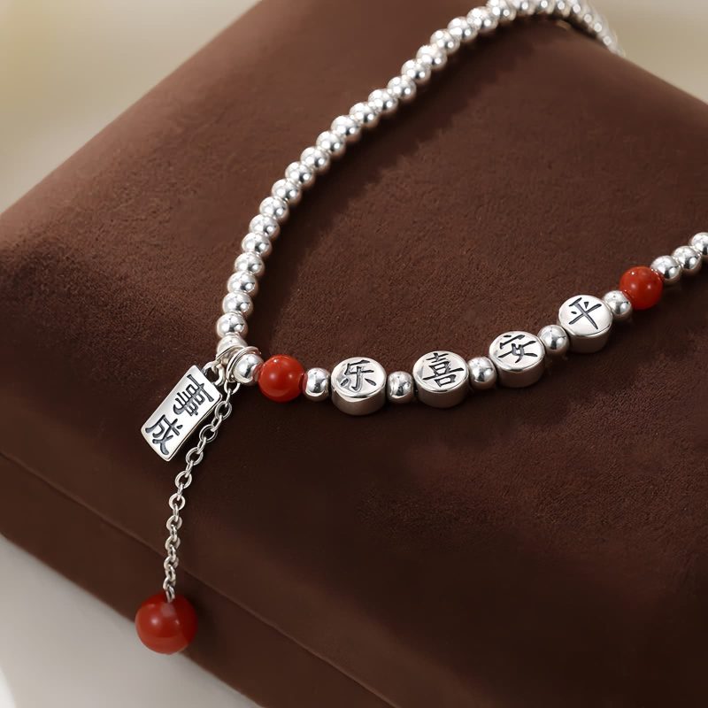 925 Silver Red Agate Peace Anklet 925 Silver Red Agate Peace Anklet