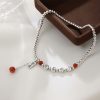 925 Silver Red Agate Peace Anklet 925 Silver Red Agate Peace Anklet