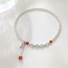 925 Silver Red Agate Peace Anklet 925 Silver Red Agate Peace Anklet