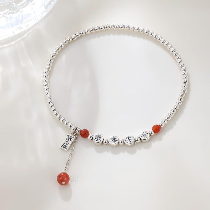 925 Silver Red Agate Peace Anklet 925 Silver Red Agate Peace Anklet