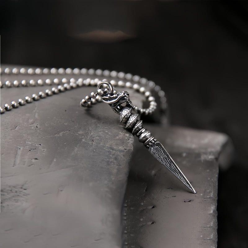 925 Silver Year of the Dragon Dorje Vajra Necklace Pendant 925 Silver Year of the Dragon Dorje Vajra Necklace Pendant