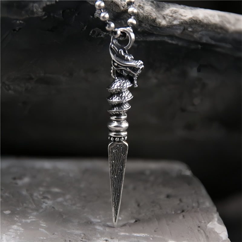 925 Silver Year of the Dragon Dorje Vajra Necklace Pendant 925 Silver Year of the Dragon Dorje Vajra Necklace Pendant