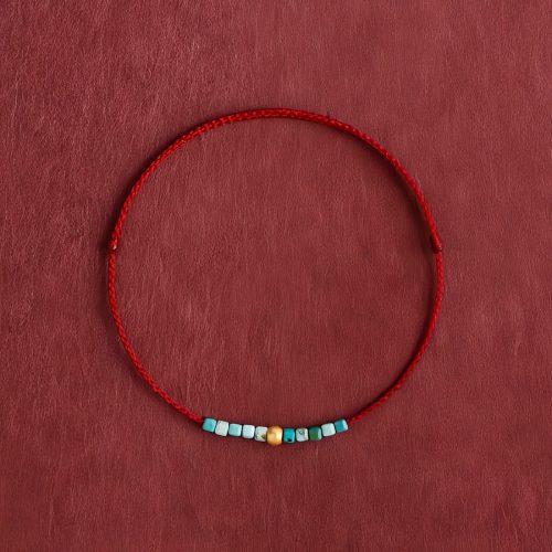 Pulseira de Proteção com Ouro 999 e Turquesa Pulseira de Proteção com Ouro 999 e Turquesa