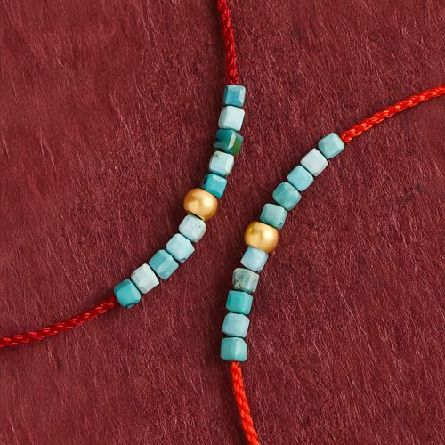Pulseira de Proteção com Ouro 999 e Turquesa Pulseira de Proteção com Ouro 999 e Turquesa