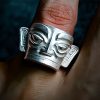Anillo de Protección Máscara de Sanxingdui en Plata de Ley 999 999 Silver Sanxingdui Mask Protection Ring