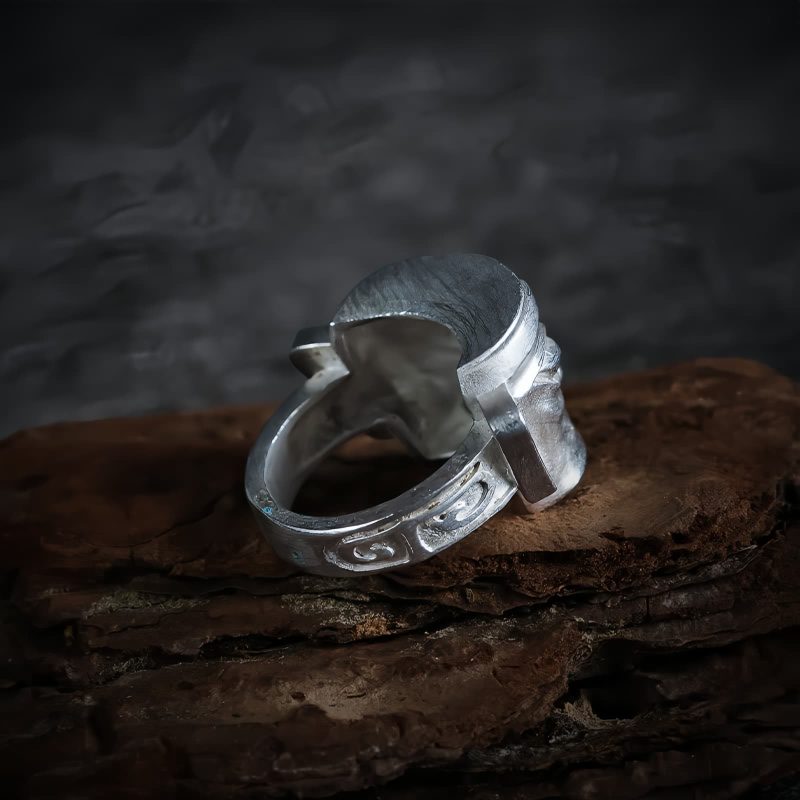 Anillo de Protección Máscara de Sanxingdui en Plata de Ley 999 999 Silver Sanxingdui Mask Protection Ring