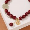 Cinnabar & Hetian Jade Lucky Clover Bracelet Cinnabar & Hetian Jade Lucky Clover Bracelet