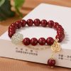 Cinnabar & Hetian Jade Lucky Clover Bracelet Cinnabar & Hetian Jade Lucky Clover Bracelet