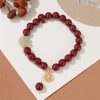 Cinnabar & Hetian Jade Lucky Clover Bracelet Cinnabar & Hetian Jade Lucky Clover Bracelet