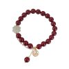 Cinnabar & Hetian Jade Lucky Clover Bracelet Cinnabar & Hetian Jade Lucky Clover Bracelet