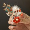 Classical Chinese Red Flower Butterfly Hair Clip Classical Chinese Red Flower Butterfly Hair Clip