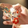 Classical Chinese Red Flower Butterfly Hair Clip Classical Chinese Red Flower Butterfly Hair Clip