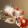Classical Chinese Red Flower Butterfly Hair Clip Classical Chinese Red Flower Butterfly Hair Clip