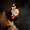 Classical Chinese Red Flower Butterfly Hair Clip Classical Chinese Red Flower Butterfly Hair Clip
