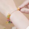 Pulsera de Turmalina Multicolor con Amuleto del Carácter Fu Colorful Tourmaline Fu Character Charm Bracelet