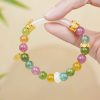 Pulsera de Turmalina Multicolor con Amuleto del Carácter Fu Colorful Tourmaline Fu Character Charm Bracelet