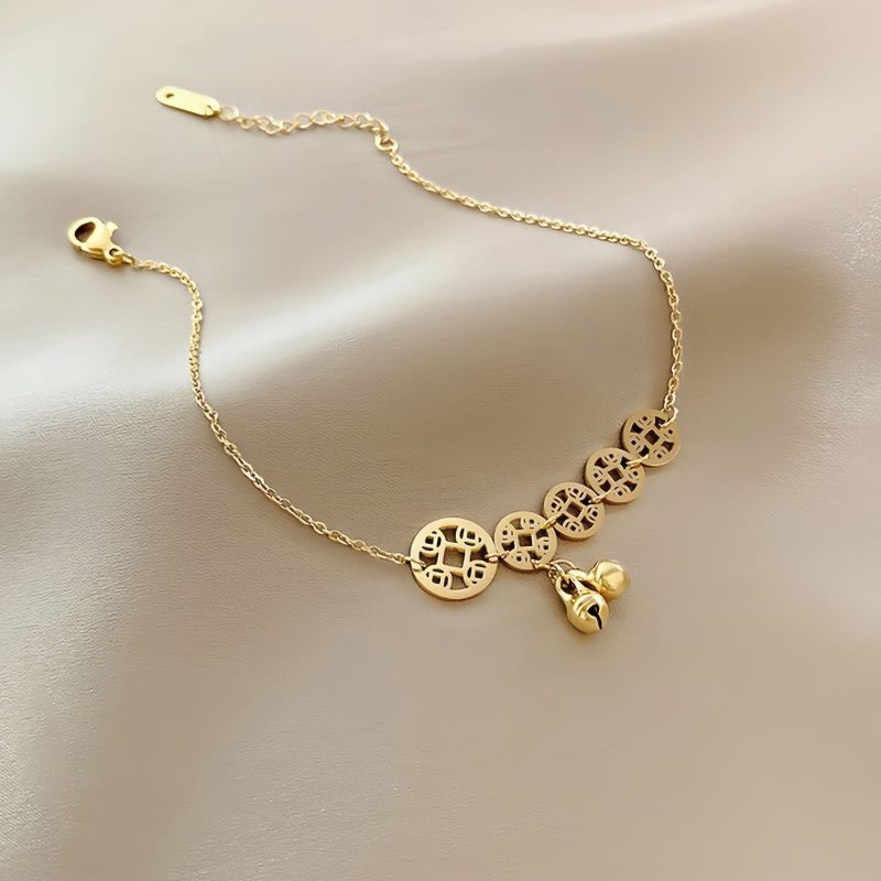 Traditional Copper Coins Bell Charm Anklet Traditional Copper Coins Bell Charm Anklet