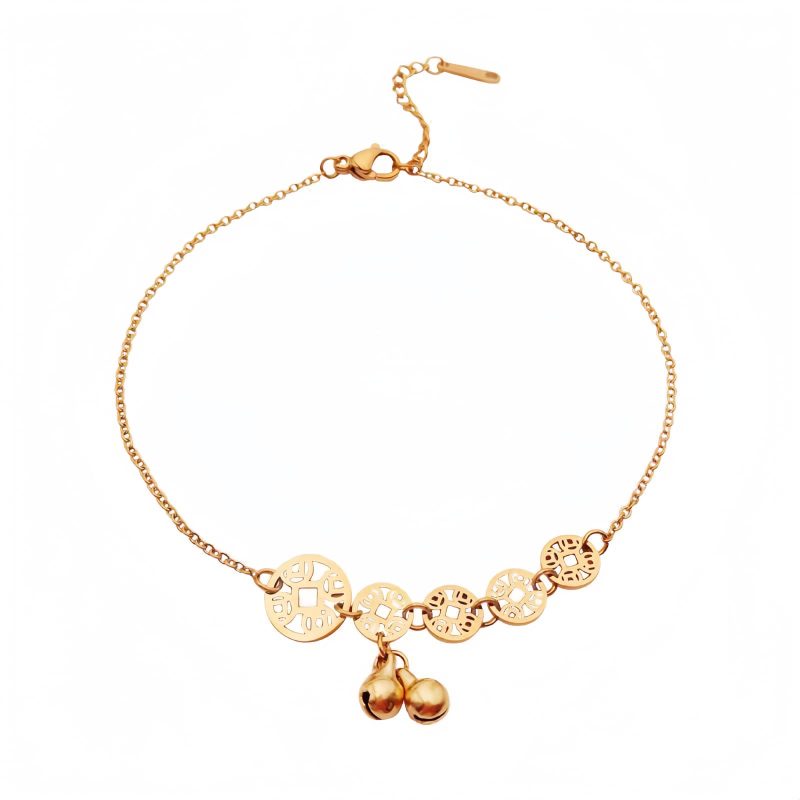 Traditional Copper Coins Bell Charm Anklet Traditional Copper Coins Bell Charm Anklet