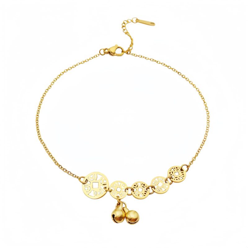Traditional Copper Coins Bell Charm Anklet Traditional Copper Coins Bell Charm Anklet
