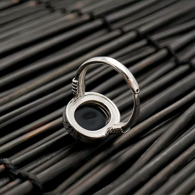 Natural Black Onyx Adjustable Protection Ring Natural Black Onyx Adjustable Protection Ring