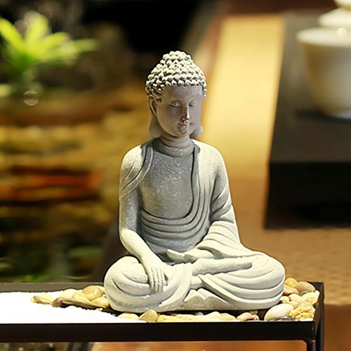 天然砂岩の座像オブジェ：日常に静寂をもたらす置物