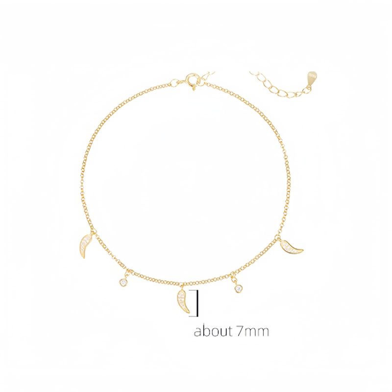 Sterling Silver Protection Anklet with Zircon Pepper Charm Sterling Silver Protection Anklet with Zircon Pepper Charm