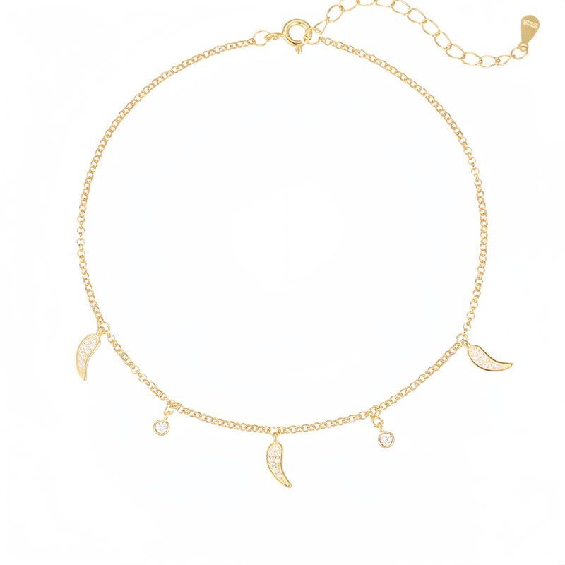 Sterling Silver Protection Anklet with Zircon Pepper Charm Sterling Silver Protection Anklet with Zircon Pepper Charm