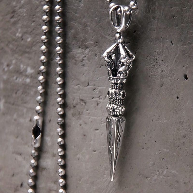 Tibetan 925 Sterling Silver Dorje Vajra Enlightenment Necklace Tibetan 925 Sterling Silver Dorje Vajra Enlightenment Necklace