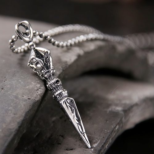 Collar Vajra Dorje Tibetano en Plata de Ley 925 para la Iluminación
