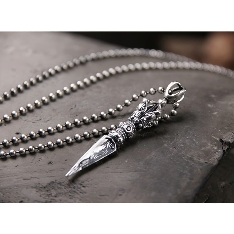 Tibetan 925 Sterling Silver Dorje Vajra Enlightenment Necklace Tibetan 925 Sterling Silver Dorje Vajra Enlightenment Necklace