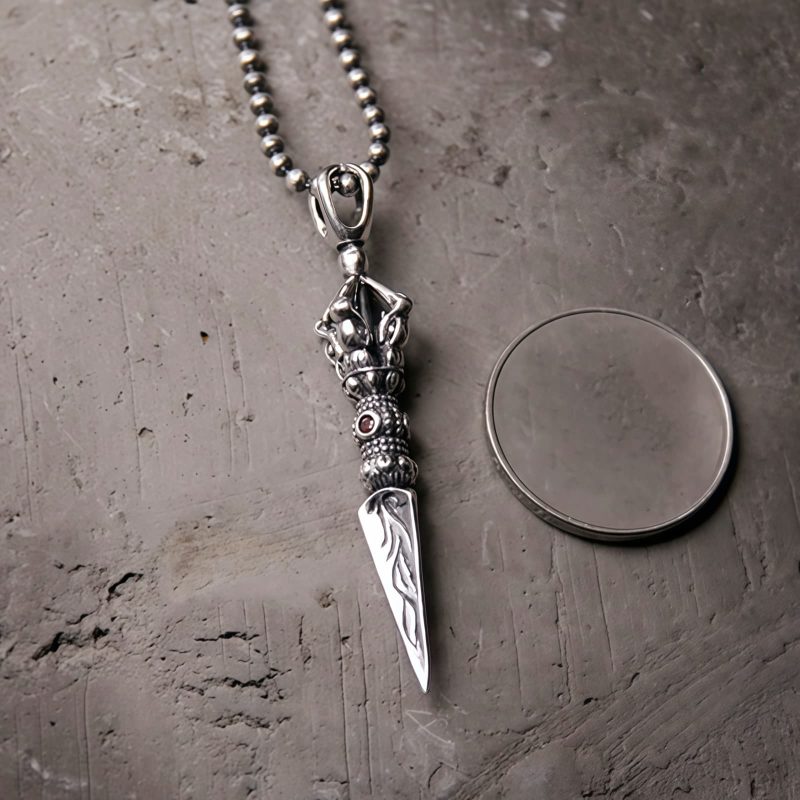 Tibetan 925 Sterling Silver Dorje Vajra Enlightenment Necklace Tibetan 925 Sterling Silver Dorje Vajra Enlightenment Necklace