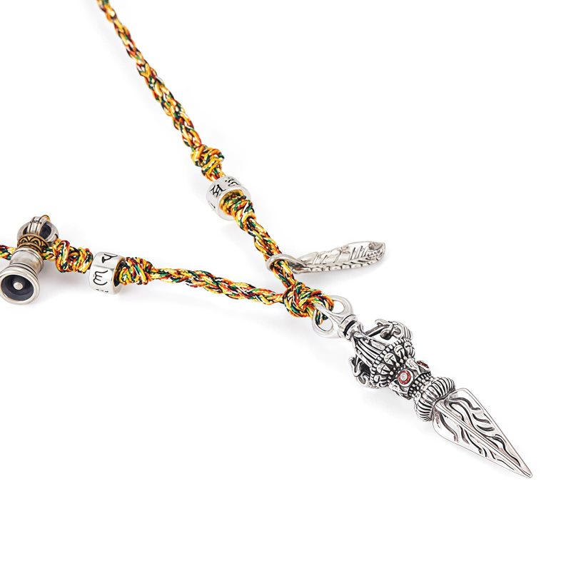 Tibetan 925 Sterling Silver Dorje Vajra Om Mani Padme Hum Necklace Pendant Tibetan 925 Sterling Silver Dorje Vajra Om Mani Padme Hum Necklace Pendant