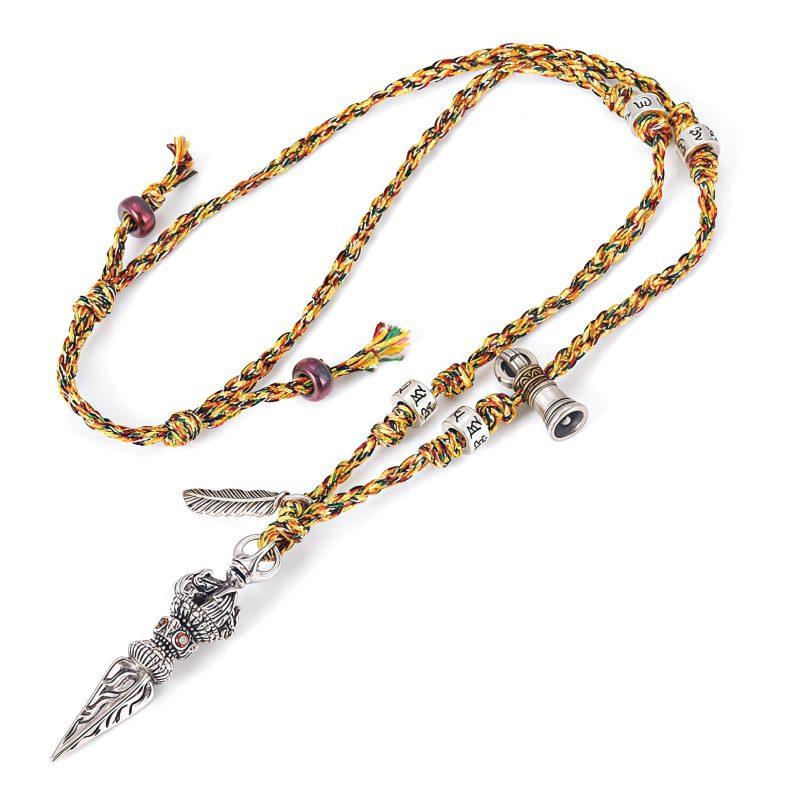 Tibetan 925 Sterling Silver Dorje Vajra Om Mani Padme Hum Necklace Pendant Tibetan 925 Sterling Silver Dorje Vajra Om Mani Padme Hum Necklace Pendant