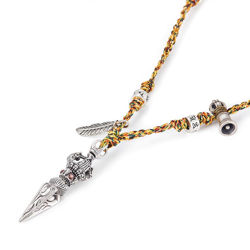 Tibetan 925 Sterling Silver Dorje Vajra Om Mani Padme Hum Necklace Pendant Tibetan 925 Sterling Silver Dorje Vajra Om Mani Padme Hum Necklace Pendant