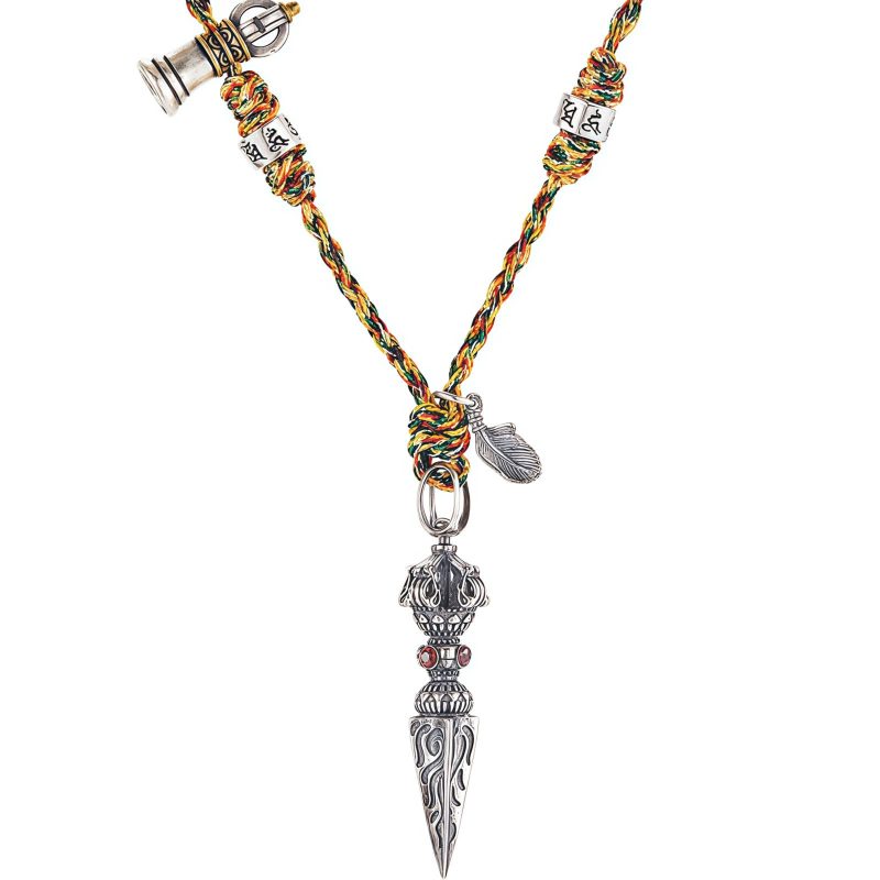 Tibetan 925 Sterling Silver Dorje Vajra Om Mani Padme Hum Necklace Pendant Tibetan 925 Sterling Silver Dorje Vajra Om Mani Padme Hum Necklace Pendant