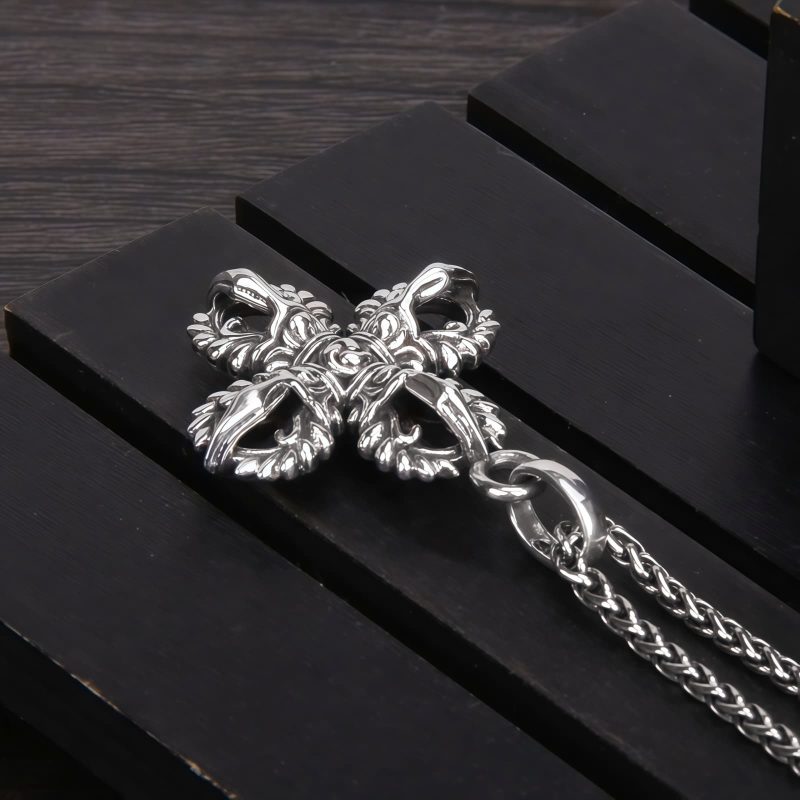 Tibetan 925 Sterling Silver Double Dorje Vajra Strength Necklace Tibetan 925 Sterling Silver Double Dorje Vajra Strength Necklace