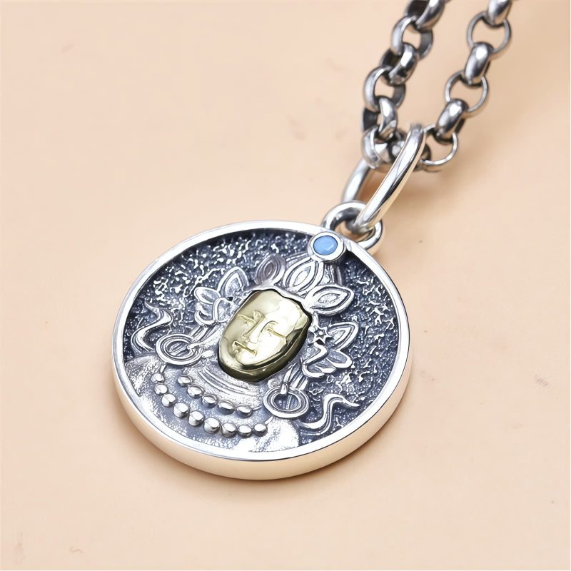 Tibetan 925 Sterling Silver Green Tara Double Dorje Vajra Necklace Tibetan 925 Sterling Silver Green Tara Double Dorje Vajra Necklace