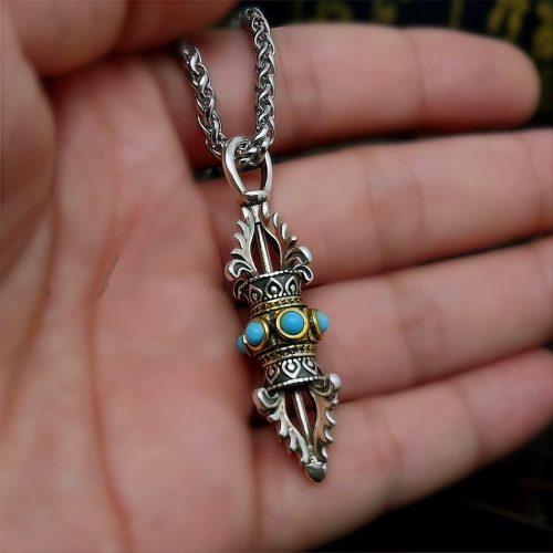 Tibetan Copper Vajra Dorje Wealth Necklace Pendant