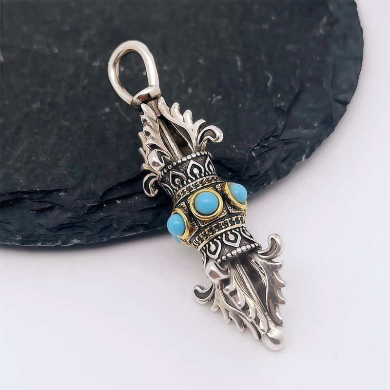 Tibetan Copper Vajra Dorje Wealth Necklace Pendant Tibetan Copper Vajra Dorje Wealth Necklace Pendant