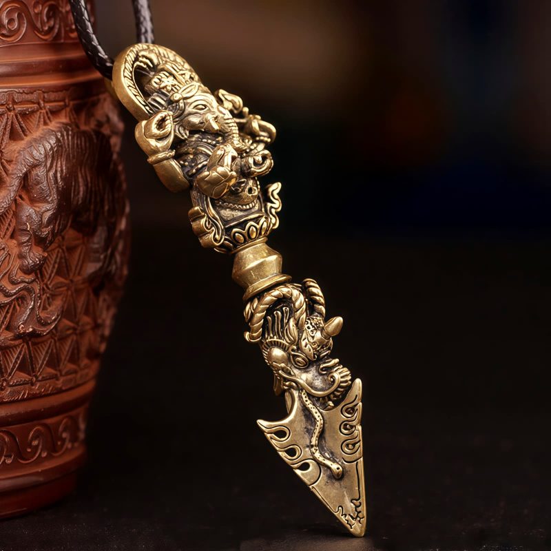 Tibetan Dorje Vajra Ganesh Elephant God of Wealth Necklace Tibetan Dorje Vajra Ganesh Elephant God of Wealth Necklace