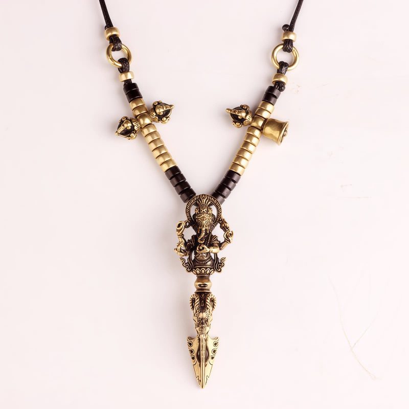 Tibetan Dorje Vajra Ganesh Elephant God of Wealth Necklace Tibetan Dorje Vajra Ganesh Elephant God of Wealth Necklace