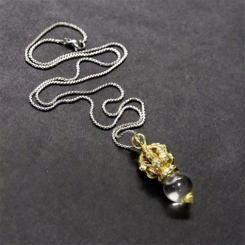 Tibetan Dorje Vajra Lotus Liuli Crystal Necklace Pendant Tibetan Dorje Vajra Lotus Liuli Crystal Necklace Pendant